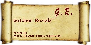 Goldner Rezső névjegykártya